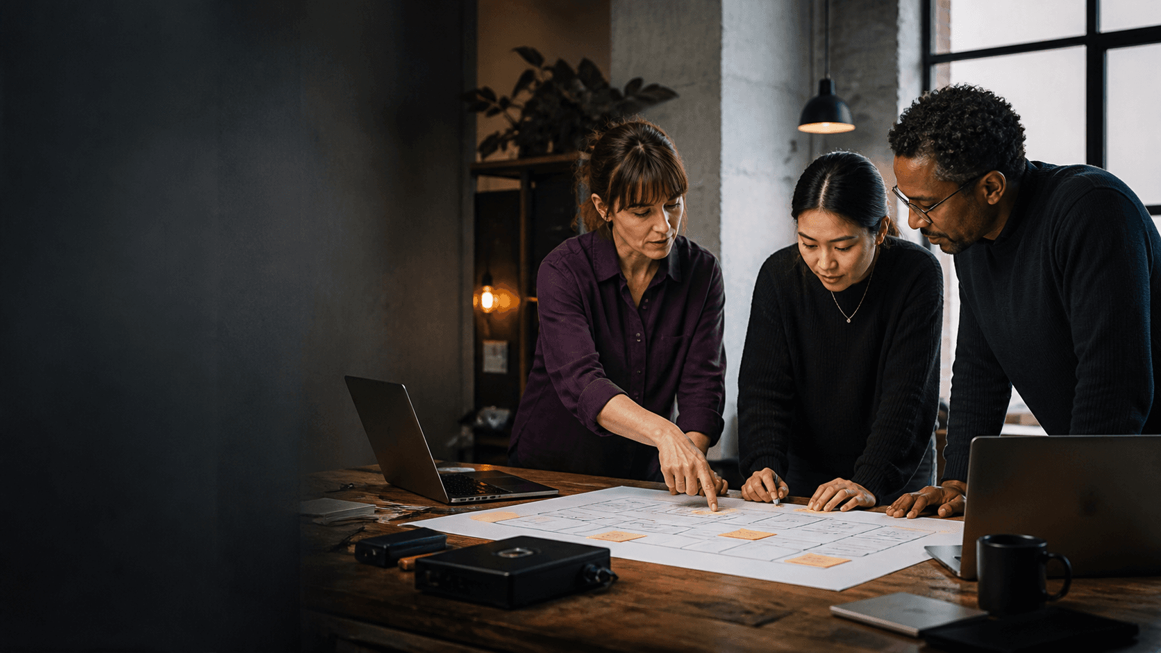 An operations team mapping an AI and automation workflow