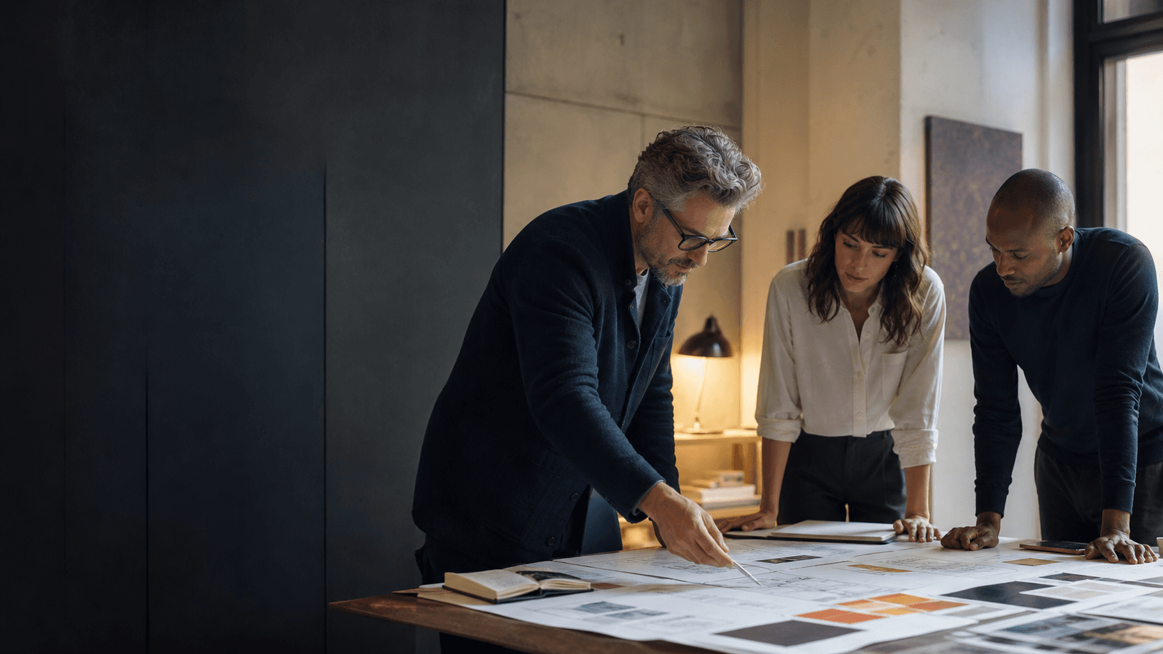 A professional services team reviewing a client delivery plan
